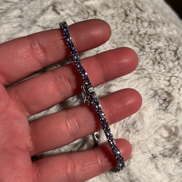 Sterling Silver Cubic Zirconia Purple Amethyst Tennis Bracelet - Picture 3 of 3